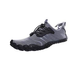 Morbuy Strandschuh Schwimmschuhe, Herren Damen Sommer Atmungsaktiv rutschfest Schnell Barfussschuhe Wasserschuhe Aquaschuhe Badeschuhe Surfschuhe Yoga (38 EU,Grau) von Morbuy