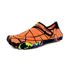 Morbuy Strandschuh Schwimmschuhe, Herren Damen Sommer Atmungsaktiv rutschfest Schnell Barfussschuhe Wasserschuhe Aquaschuhe Badeschuhe Surfschuhe Yoga (39 EU,Orange) von Morbuy