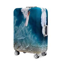Morbuy Surf-Thema Elastisch Reise Kofferhülle Kofferschutzhülle Koffer Schutzhülle mit Reißverschluss Luggage Cover Waschbar Gepäck Cover mit Kofferschutz-Bezug (Ozean,S (18-20 Zoll)) von Morbuy