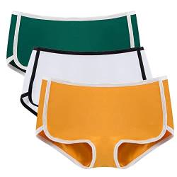 Mordlanka Boyshorts für Damen, Unterwäsche, Baumwolle, Stretch-Boxershorts, Grün + Weiß + Gelb, L von Mordlanka