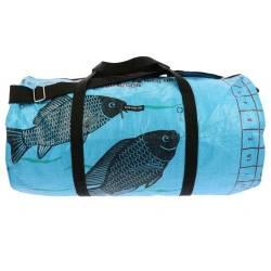 MoreThanHip Jumbo Weekender Fisch Blau - Große Reisetasche aus Recycelten Zementsäcke Weekendertasche Damen und Herren Sporttasche Duffle Bag Unisex - 55 x 27 x 27 cm von More Than Hip