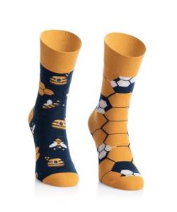 Bunte Socken Herren 41-43 - Motivsocken Mehrfarbige, Verrückte - Lustige Socken für Herren - Farbige Socken mit Motiv Bienen - Marineblau von More