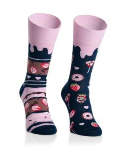 More Bunte Lustige Socken mit Motiv für Herren und Damen - Lustige, Mehrfarbige, Verrückte Unisex Socken - Crazy Pattern Socken (40-42 - Dunkelblau/Donuts) von More