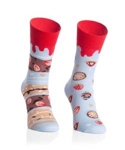 More Bunte Lustige Socken mit Motiv für Herren und Damen - Lustige, Mehrfarbige, Verrückte Unisex Socken - Crazy Pattern Socken (40-42 - Hellblau/Donuts) von More