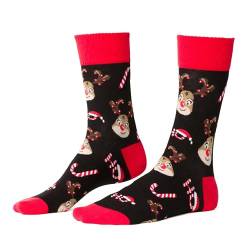 Socken Damen 35-37 Bunt - Motivsocken Mehrfarbige, Verrückte - Lustige Socken für Damen - Farbige Socken mit Motiv Rentiere - Schwarz von More
