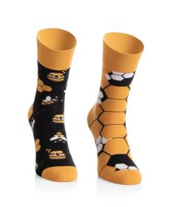 Socken Damen 38-40 Bunt - Motivsocken Mehrfarbige, Verrückte - Lustige Socken für Damen - Farbige Socken mit Motiv Bienen - Schwarz von More