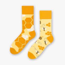 Socken Herren 41-43 Bunt - Motivsocken Mehrfarbige, Verrückte - Lustige Socken für Herren - Farbige Socken mit Motiv Bienen - Gelb von More