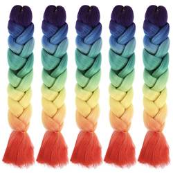 5 Stück Flechthaarverlängerungen, MoreChioce Jumbo Flechthaar Farbige Haarverlängerung 24 Zoll Synthetische Braiding Hair Extensions für Crochet Twist,HY2 von MoreChioce