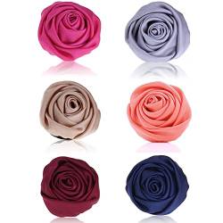 6 Stück Damen Rose Blume Brosche, MoreChioce Exquisite Brosche Modische Ansteckblume Boutonniere Haarspangen für Damen und Herren Kleidung Accessoires Broschen Stirnbänder,Bunt #A von MoreChioce