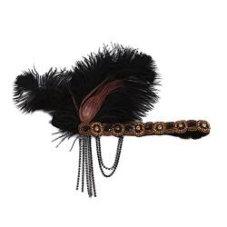 MoreChioce 1920er Jahre Flapper Stirnband, Feder-Kristall-Stirnband Gatsby Kostüm Accessoires Haar Haarnadel Hut Clip Feder Haarband Karneval Party Kopfschmuck für Frauen,#01 von MoreChioce
