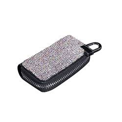 MoreChioce Bling Bling Auto Schlüsseletui, Schlüsselbundhalter Sparkling Crystal Strass Schlüsseletui Reißverschluss Schlüsseltasche Brieftasche für Auto nach Hause Motorrad,Weiß von MoreChioce