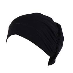 MoreChioce Chemo Turban,Damen Baumwolle Kopftuch Indische Headwrap Hijab Muslime Hut Bandana Elastische Mütze Kappe Headscarf für Haarverlust,Schwarz von MoreChioce