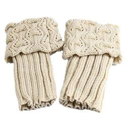 MoreChioce Damen Bein Stulpen,Winter Gestrickt Beinwärmer Stulpen Socken Legwarmers Kniewärmer Boot Socken Boot Abdeckung,Dunkelbeige von MoreChioce