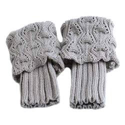 MoreChioce Damen Bein Stulpen,Winter Gestrickt Beinwärmer Stulpen Socken Legwarmers Kniewärmer Boot Socken Boot Abdeckung,Hellgrau von MoreChioce