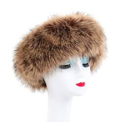 MoreChioce Damen Fellmütze, Faux Fuchs Pelz Warm Hut Winddichte Wintermütze Warm Weich Beanie Mütze Winter Hut Pelzmütze Damenmütze für Winterskifahren Campin,Braun von MoreChioce