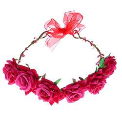 MoreChioce Damen Haarkranz Böhmischen Blumen Stirnband Hochzeit Girlande Frauen Kopfband Party Boho Blumenkranz Braut Krone,Rose #3 von MoreChioce