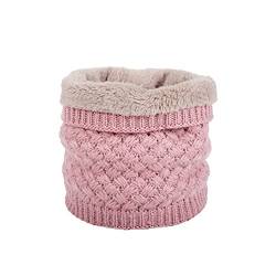 MoreChioce Damen Herren Winterschal Warme Loop Schal, Halstuch Winddichte Strickschal Winter Schlauchschal Warm Innenfutter Gestrickte Nackenwärmer für Radfahren Motorradfahren Skifahren,Rosa von MoreChioce