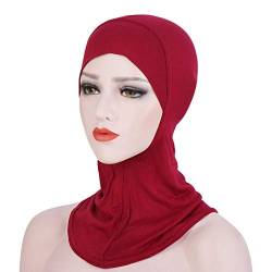 MoreChioce Damen Kopftuch Sport,Muslim Hijab Turban Islamischen Schal Indische Kopfbedeckung Hidschab Kopftücher Sommer Hut Elastische Headscarf Cap Haarverlust Beanie Baumwolle Mütze,Wein Rot von MoreChioce