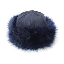 MoreChioce Damen Pelzmütze, Faux Fuchs Pelz Warm Hut Beanie Mütze Outdoor Skimütze Damen Kunstfellmütz Wildleder Vlies Pelzmütze Damen Herren Fellmütze,Dunkelblau von MoreChioce