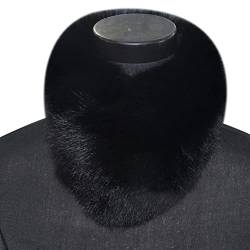 MoreChioce Damen Winter Schal Fauxpelzkragen, Luxuriöser 70cm Kunstpelz Kragen Fellimitat Fuchs Fellkragen Wärm Kunstfell Kapuze Pelzschal Flauschig Wintermantel Kapuze Edge,Schwarz von MoreChioce