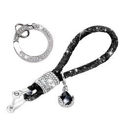 MoreChioce Kristall Schlüsselanhänger für Frauen, Fashion Bling Glitzer Schlüsselbund Keychain Funkelnder Strass Schlüsselring Keyring Charm Schlüsselhalter für Zuhause Auto Tasche Rucksäcke,Schwarz von MoreChioce