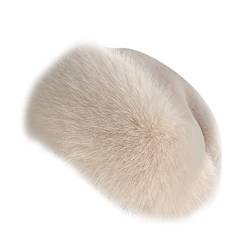 MoreChioce Kunstpelz Mütze,Schwarz Faux Fuchspelz Wintermütze Kuppel Mütze Pelzmütze Warme Trendy Plüsch Mütze Kunstfell Strickmütze Beanie Mütze Wollmütze für Zuhause Reisen Skifahren Wandern,Beige von MoreChioce