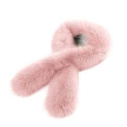 MoreChioce Kunstpelzschal Damen Winter Warm, Flauschig Fellkragen Wärm Fellimitat Fuchs Halswärmer Wickeln Mode Fauxpelzkragen Kunstpelz Kragen Schal Wintermantel Pelzschal,Rosa von MoreChioce