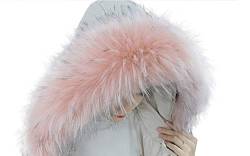 MoreChioce Luxus Pelzkragen,Kunstfell Wärm Pelzschal Fellimitat Fuchs Fellkragen Kapuzen Damen Schal für Wintermantel 60cm - 90cm,Pink #2 von MoreChioce