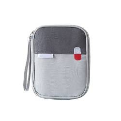 MoreChioce Mini Erste Hilfe Tasche, Tragbar Medizin Aufbewahrungstasche Leer Medizinische Aufbewahrungstasche Reiseapotheke Notfalltasche für Reisen Zuhause Camping Büro,Grau von MoreChioce