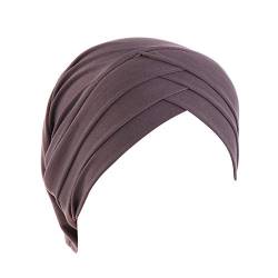 MoreChioce Twist Turban Kopfbedeckung Baumwolle Chemo Hut Kopftuch Elastische Headwrap Frauen Kopf Wraps Schals Beanie Cap Kappe Indische Bonnet,Kaffee Kreuz von MoreChioce