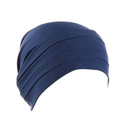 MoreChioce Twist Turban Kopfbedeckung Baumwolle Chemo Hut Kopftuch Elastische Headwrap Frauen Kopf Wraps Schals Beanie Cap Kappe Indische Bonnet,Marine von MoreChioce