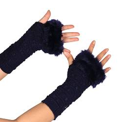 MoreChioce Winter Fingerlose Handschuhe, Feinstrick Armstulpen Warme Halbfingerhandschuhe Elastische Halb Handschuhe Winter Gestrickte Fingerlose Handschuhe Unisex Pulswärmer Fäustlinge,Dunkelblau von MoreChioce