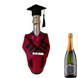 Moreeulsi Abschluss-Champagner-Weinflaschenhülle, Abschluss-Weinmantel - Weinflaschenhülle aus Filz - Champagner-Weinflaschenhülle mit Quaste und Diplom, Weinflaschen-Anziehtaschen für Abschlussfeier, von Moreeulsi
