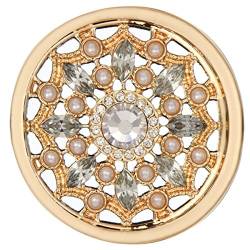 Morella Damen Schmuckmünze Coin 33 mm Blüte Zirkonia Gold von Morella