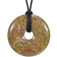 Morella Kette mit Anhänger Halskette 80 cm Donut Stein Anhänger (1-tlg), Damenkette mit Edelstein, Chakra, im Samtbeutel von Morella