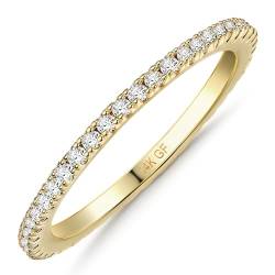 Morfetto 14 Karat Gold gefüllter Ring 2 MM dünne Eheringe Band CZ Einfache zierliche Ringe Gold Stapelbare Ringe Daumenringe Größe 10 von Morfetto