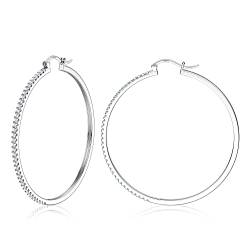 Morfetto 925 Sterling Silber Creolen Ohrringe für Frauen CZ Creolen Silber Dünne Große Große Creolen Ohrringe Schmuck für Frauen Mädchen 60MM von Morfetto