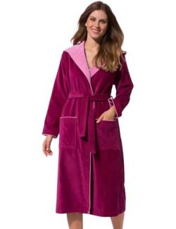 Morgenstern Bademantel für Damen aus Baumwolle mit Kapuze in Fuchsia Frauen Bademantel lang Sauna Mantel Frottee Größe XL Leonie von Morgenstern