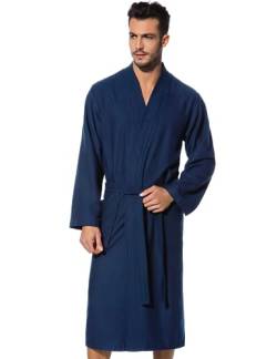 Morgenstern Kimono Bademantel Herren Saunamantel blau, Dunkelblau, XL von Morgenstern