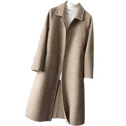 Mornattt Damen Doppelseitig Kaschmir Mantel Einreiher Mittellange Wolljacke, camel, Small von Mornattt