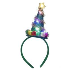 Morningmo Stirnband, pelziger Weihnachtsbaum, Kopfbedeckung, LED-Haarreifen für Halloween, Weihnachten, Kopfschmuck, Partyzubehör, leuchtende Stirnbänder, grün von Morningmo
