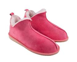 Moro-Design Lammfell Leder Mokassin Hausschuhe Lederhausschuhe Hüttenschuhe Fellschuhe pink (38) von Moro-Design