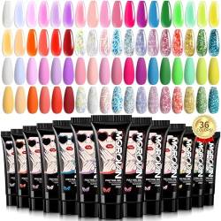 Morovan poly gel starter set - 36 poly gel farben Nagelverlängerung Gel mit Glitter Poly Gel poly farbe 15ml Poly Nail Gel für alle Saison poly gel set DIY Design Salon zu Hause Geeignet für Damen von Morovan