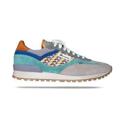 Morrison - Sneaker - Modell Alpha Future - Herren und Damen - Spaltleder - Unisex - Handgefertigt in Spanien - Grau, Orange und Blau, grau, 42 EU von Morrison