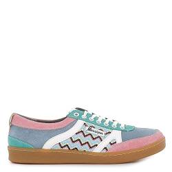 Morrison - Sneaker - Modell Bel-Air - Herren und Damen - Echtes Spaltleder - Unisex - Handgefertigt in Spanien - Rosa, Blau und Weiß, List Blau Rosa, 37 EU von Morrison