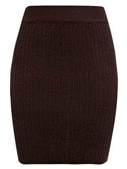 Morydal Frauen Strickröcke Hohe Taille Minirock Einfarbig Bodycon Rock Slim Fit A-Linie Röcke Elastische Taille Casual Röcke Party, coffee, 40 von Morydal