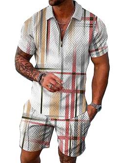 Morydal Herren Homewear Pyjama-Set, 2-teilig, Nachtwäsche, lässiges Outfit, kurzärmelig, Trainingsanzug für Herren, 17, XXL von Morydal