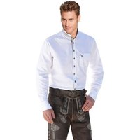 Moschen-Bayern Trachtenhemd Trachtenhemd Herren SLIM FIT Stehkragen Wiesn-Hemd Hirsch Stickerei - Herrenhemd Langarm + Kurzarm Weiß von Moschen-Bayern