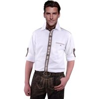 Moschen-Bayern Trachtenhemd Trachtenhemd Herren Wiesn-Hemd mit Edelweiß zur Lederhose - Herrenhemd Langarm + Kurzarm Weiß von Moschen-Bayern