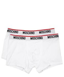 MOSCHINO A1394 4300 Herren-Boxershorts mit Logo und Vivo Rot, 2er-Pack, weiß, Small von Moschino